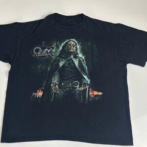 Ozzy Osborne Y2K Graphic Concert Tee - Black Rain Tour - Black, Size Large